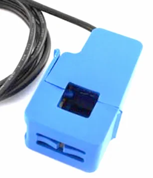 Blue clamp-type current sensor with equipment lettering redacted