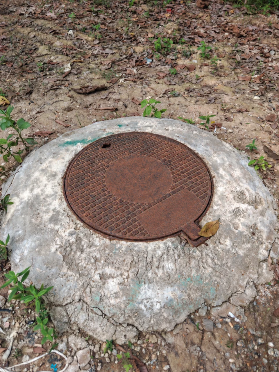 Closed underground chamber cover; cast identification redacted